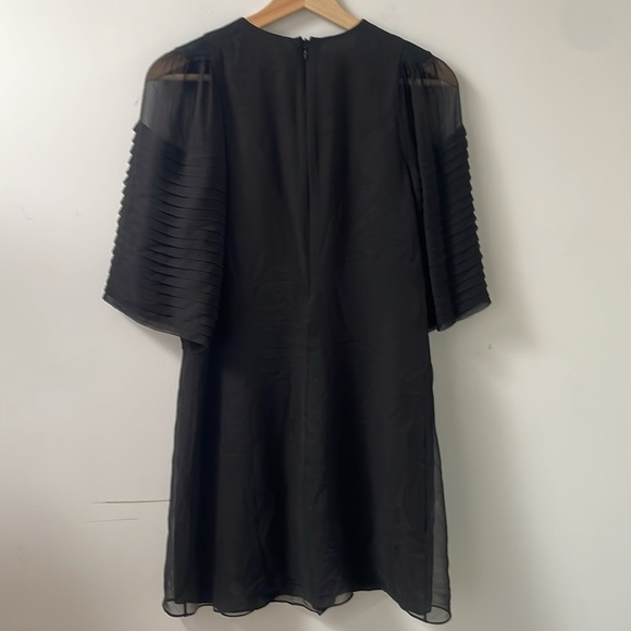 Robert Rodriguez Silk Shift Dress Balloon Shortsleeves Buttons Sheer Black 4 - Picture 12 of 12